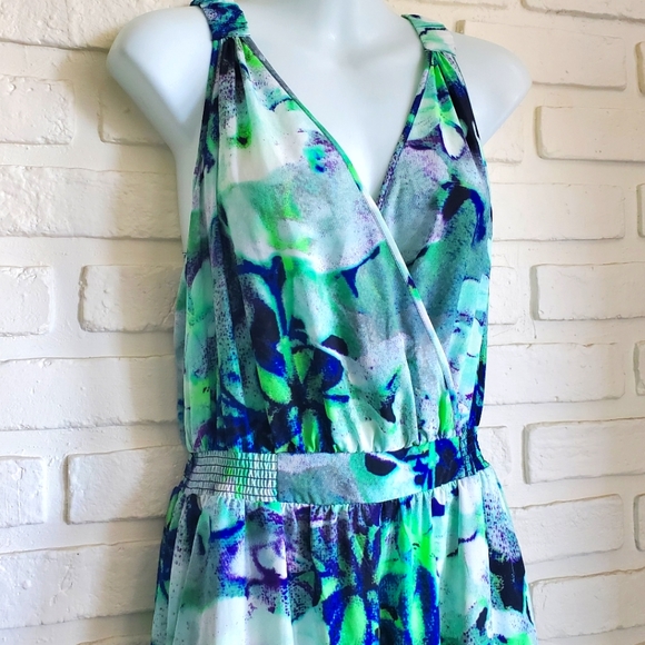 Charlie Jade Jumpsuit Jumper  Floral Tropical Racerback Green Blue Purple Small - Picture 4 of 12